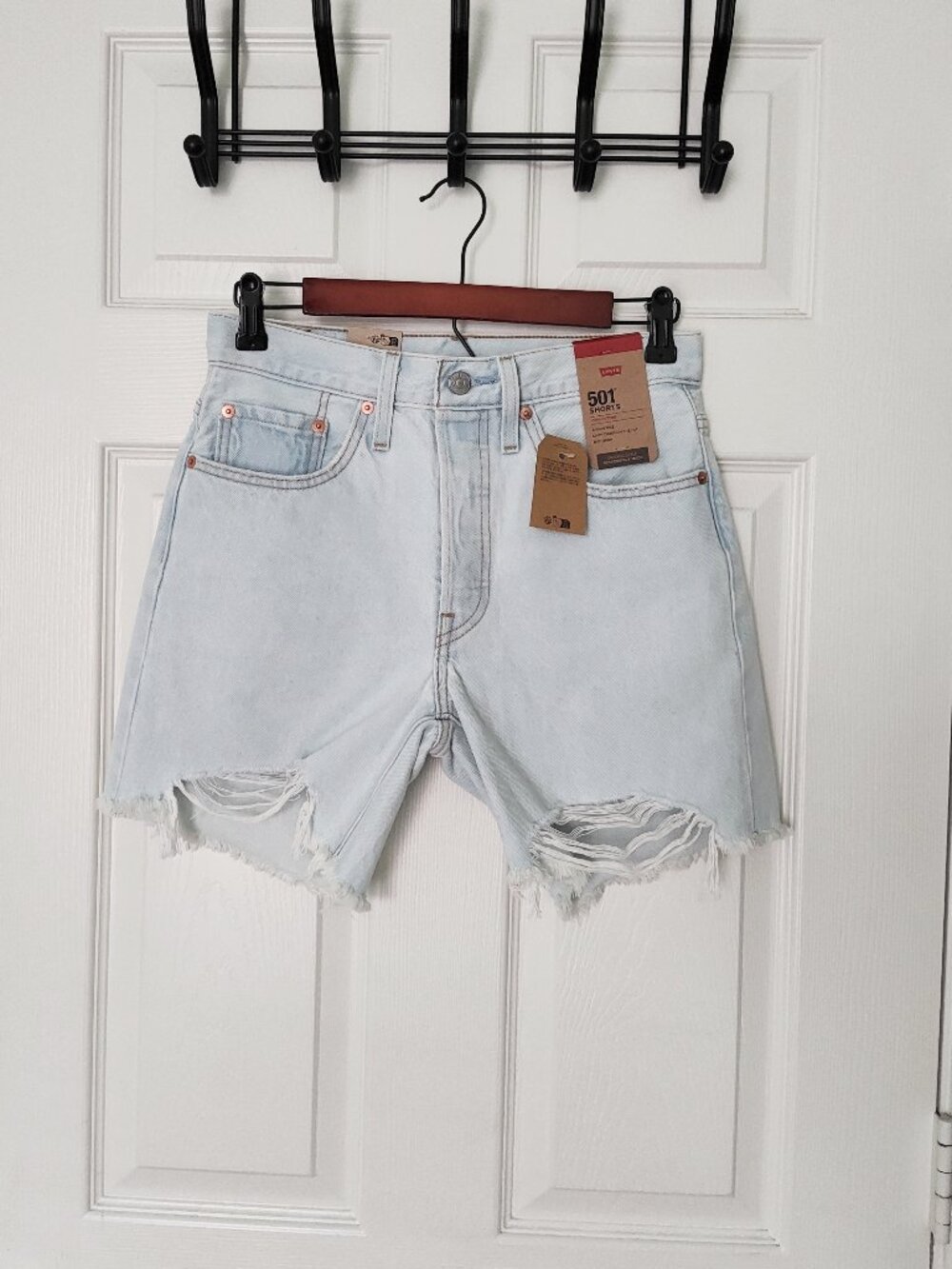 Levi's 501 Mid Thigh Shorts - High Rise Button Fly Light Wash NWT